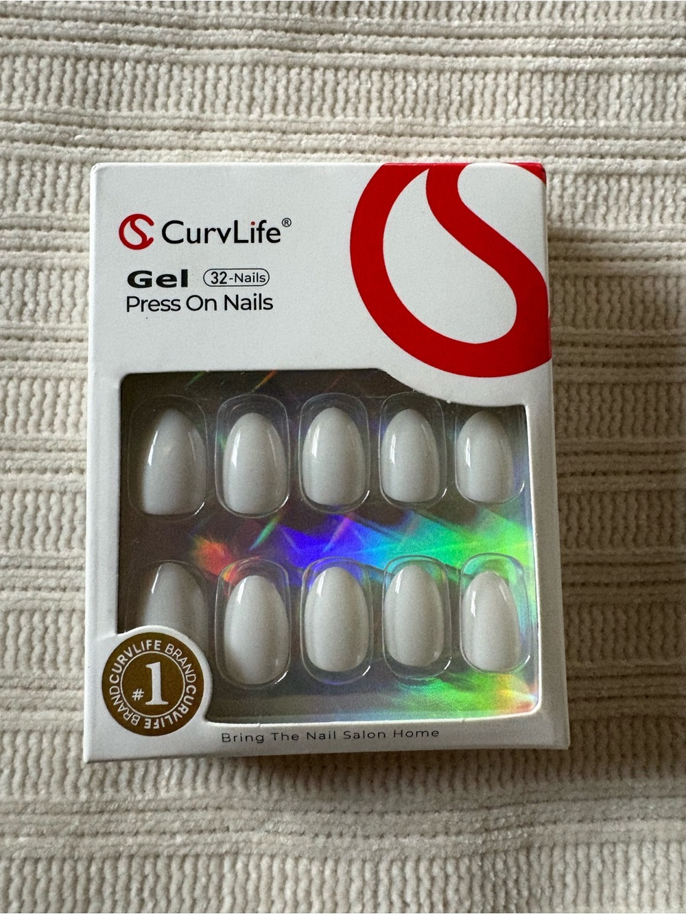 Curvlife White Gel Press-On Nails - 32 Pack short almond